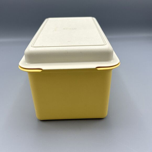 Vtg Tupperware Bread Box 171-5 and Lid 172-2 Harvest Gold Almond Kitchen Camping - Picture 8 of 16